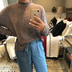 Brown turtle neck flowy top